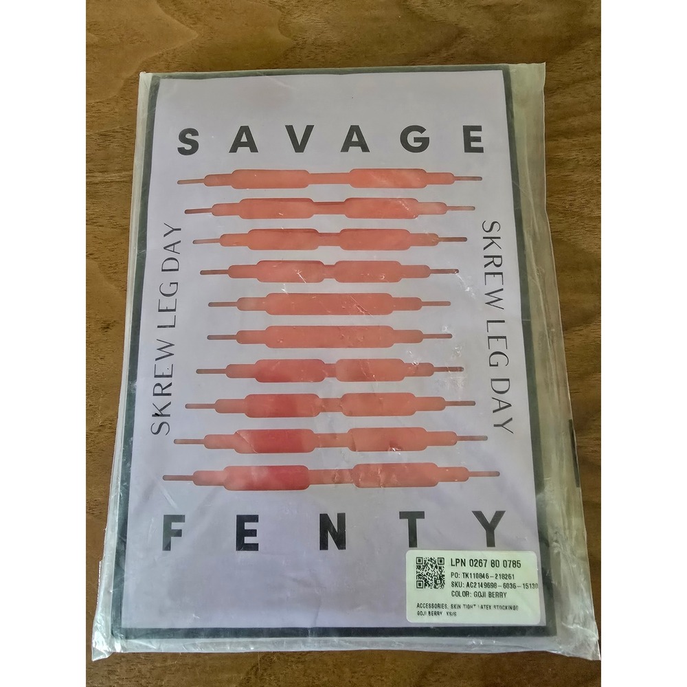 Savage X Fenty Skin Tight latex stockings Goji Berry XS/S – new sealed
